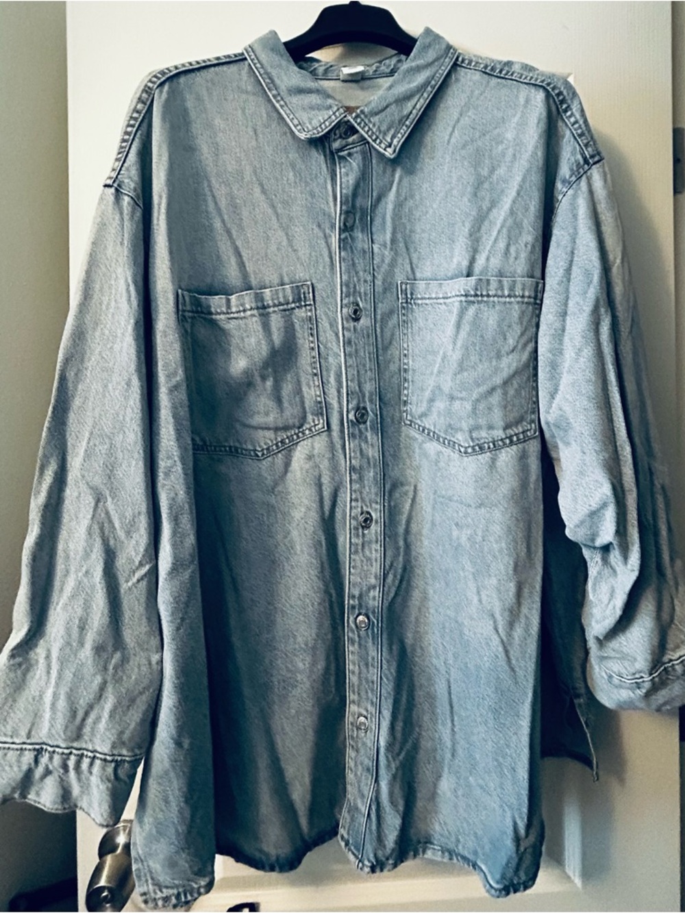 H&M (&Denim) Feathersoft Oversized Denim Shirt - Light Blue